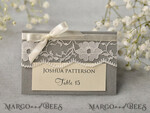 PLACE CARDS / TABLE CARDS Rustic Eco Wedding Place cards Elegant Ecru and Grey Wedding Place Cards, Rustic Name Tags, Romantic Wedding Place Cards with Lace and Ecru Ribbon, Custom Text, Rustic Wedding Place Cards3