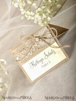 PLACE CARDS / TABLE CARDS Rustic Eco Wedding Place cards Shimmer Ecru Eco Wedding Place Cards, Rustic Place Cards, Lace and Burlap Twine Wedding Name Cards with Pearl Decor, Eco Rustic Name Tags,  Editable Text5