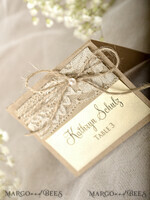 PLACE CARDS / TABLE CARDS Rustic Eco Wedding Place cards Shimmer Ecru Eco Wedding Place Cards, Rustic Place Cards, Lace and Burlap Twine Wedding Name Cards with Pearl Decor, Eco Rustic Name Tags,  Editable Text5
