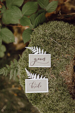 PLACE CARDS / TABLE CARDS Rustic Eco Wedding Place cards Unique White Wedding Place Cards, Rustic Wedding Name Tags, Forest Wedding Stationery, Elegant Black Calligraphy Printout, Paper Fern Decor Custom Place Cards 4