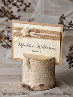 PLACE CARDS / TABLE CARDS Rustic Eco Wedding Place cards Minimalist Ecru Wedding Place Cards, Rustic Name Tags, Romantic Wedding Name Tags with flower decor, natural burlap and ecru ribbon bow, Rustic Place Cards3