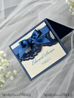 PLACE CARDS / TABLE CARDS Rustic Eco Wedding Place cards Elegant Ecru and Navy Blue Wedding Place Cards, Rustic Name Tags, Romantic Wedding Place Cards with Lace and Ecru Ribbon, Custom Text, Rustic Wedding Place Card7