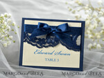 PLACE CARDS / TABLE CARDS Rustic Eco Wedding Place cards Elegant Ecru and Navy Blue Wedding Place Cards, Rustic Name Tags, Romantic Wedding Place Cards with Lace and Ecru Ribbon, Custom Text, Rustic Wedding Place Card7