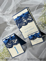 PLACE CARDS / TABLE CARDS Rustic Eco Wedding Place cards Elegant Ecru and Navy Blue Wedding Place Cards, Rustic Name Tags, Romantic Wedding Place Cards with Lace and Ecru Ribbon, Custom Text, Rustic Wedding Place Card7