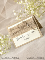 PLACE CARDS / TABLE CARDS Rustic Eco Wedding Place cards Rustic Ivory Wedding Place Cards, Natural Burlap with Burlap Twine Escort Cards, Elegant Black Printout, Delicate Wedding Stationery, Rustic Wedding Name Cards6