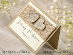 PLATZKARTEN / TISCHKARTEN  
 Rustikale Eco-Hochzeitsplatzkarten Rustikale Elfenbein-Hochzeitsplatzkarten, natürliche Jute mit Birkenherz, Holzherz-Dekor, elegante schwarze Druckschrift, zarte Hochzeitsstationery, rustikale Begleitkarten6