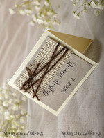 PLACE CARDS / TABLE CARDS Rustic Eco Wedding Place cards Rustic Eco Brown Wedding Place Cards, Ivory Fabric with Dark Twine, Elegant Black Printout, Delicate Wedding Stationery, Rustical Escort Cards, Editable Text5