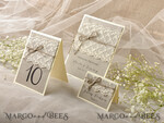 PLATZKARTEN / TISCHKARTEN  
 Rustikale Eco-Hochzeitsplatzkarten Romantische Eco-Hochzeitsplatzkarten mit elegantem weißen Spitzen und braunem Jute-Band, rustikale Hochzeitsstationery, zarte Hochzeitsplatzkarten, rustikale Begleitkarten.9
