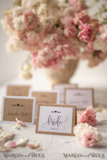 PLATZKARTEN / TISCHKARTEN  
 Rustikale Eco-Hochzeitsplatzkarten Minimalistische weiße Hochzeitsplatzkarten, rustikales öko-braun mit schwarzem Druck, zarte Hochzeitsnamensschilder, einzigartige Hochzeitsstationery, individuell formulierte Begleitkarten.12