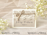 PLACE CARDS / TABLE CARDS Rustic Eco Wedding Place cards Rustic Eco Brown Wedding Place Cards, Ecru Lace with Burlap Twine, Elegant Black Printout, Delicate Wedding Stationery, Rustic Wedding Place Cars, Editable Text4