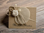 PLACE CARDS / TABLE CARDS Rustic Eco Wedding Place cards Rustic Eco Brown Wedding Place Cards, Delicate Wedding Name Tag with White Rose Decor, Burlap Twine and Dried Leaf, Unique Eco Wedding Stationery, Editable Text3