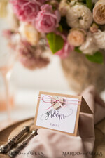 PLACE CARDS / TABLE CARDS Rustic Eco Wedding Place cards Minimalistic White Wedding Place Cards with Pink Twine and Wooden Heart, Rustic Eco Brown with Black Printout, Delicate Wedding Name Tags, Boho Escort Card8