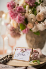 PLACE CARDS / TABLE CARDS Rustic Eco Wedding Place cards Minimalistic White Wedding Place Cards with Pink Twine and Wooden Heart, Rustic Eco Brown with Black Printout, Delicate Wedding Name Tags, Boho Escort Card8
