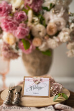 PLACE CARDS / TABLE CARDS Rustic Eco Wedding Place cards Minimalistic White Wedding Place Cards with Pink Twine and Wooden Heart, Rustic Eco Brown with Black Printout, Delicate Wedding Name Tags, Boho Escort Card8