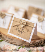 PLACE CARDS / TABLE CARDS Rustic Eco Wedding Place cards Minimalistic White Wedding Place Cards with Burlap Twine and Wooden Heart, Rustic Eco Brown with Black Printout, Delicate Wedding Name Tags, Editable Text7