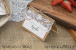 PLACE CARDS / TABLE CARDS Rustic Eco Wedding Place cards Minimalist White Wedding Place Cards, Rustic Name Tags, Simple Romantic Wedding Name Tags with Lace and Burlap Twine, Custom Text, Rustical Wedding Place Cards2