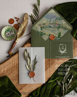 WEDDING INVITATIONS floral / boho / watercolor Elegant Tuscany Acrylic Wedding invitations with Rsvp, Fine Art Plexi Glass real olive branch Wedding Invitation suite, Vellum Wax Seal Olives Invites, Greece Wedding Cards 10