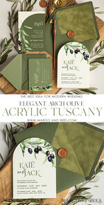HOCHZEITS EINLADUNGEN blumig / Boho / Aquarell Elegante Arch Hochzeitskarten, Griechenland Hochzeitsset, Einfache Toskana Hochzeitskarte Suite, Oliven Hochzeitskarten, Samt olivgrüne Hochzeitsstationery4