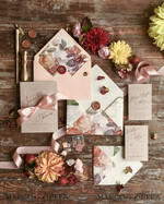 HOCHZEITS EINLADUNGEN blumig / Boho / Aquarell Hochzeitseinladungset elegant mit kalligraphischem Druck floralen pastellpfirsich37