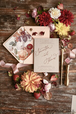 HOCHZEITS EINLADUNGEN blumig / Boho / Aquarell Hochzeitseinladungset elegant mit kalligraphischem Druck floralen pastellpfirsich37