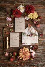 HOCHZEITS EINLADUNGEN blumig / Boho / Aquarell Hochzeitseinladungset elegant mit kalligraphischem Druck floralen pastellpfirsich37
