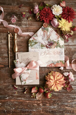 HOCHZEITS EINLADUNGEN blumig / Boho / Aquarell Hochzeitseinladungset elegant mit kalligraphischem Druck floralen pastellpfirsich37