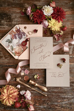 HOCHZEITS EINLADUNGEN blumig / Boho / Aquarell Hochzeitseinladungset elegant mit kalligraphischem Druck floralen pastellpfirsich37