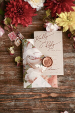 HOCHZEITS EINLADUNGEN blumig / Boho / Aquarell Hochzeitseinladungset elegant mit kalligraphischem Druck floralen pastellpfirsich37
