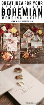 HOCHZEITS EINLADUNGEN blumig / Boho / Aquarell Hochzeitseinladungset elegant mit kalligraphischem Druck floralen pastellpfirsich37