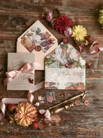 HOCHZEITS EINLADUNGEN blumig / Boho / Aquarell Hochzeitseinladungset elegant mit kalligraphischem Druck floralen pastellpfirsich37