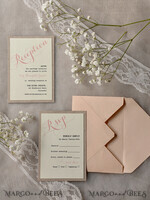 WEDDING INVITATIONS vintage lace/ rustic lace Peach Rustic Wedding Invitations with Real Lace Minimalist Invitation perfect for Summer Country Wedding7