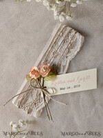 WEDDING INVITATIONS vintage lace/ rustic lace Peach Rustic Wedding Invitations with Real Lace Minimalist Invitation perfect for Summer Country Wedding7