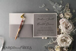 WEDDING INVITATIONS vintage lace/ rustic lace Vintage Lace  Wedding Invitations Elegant Grey Ivory ribbon and Bow 14