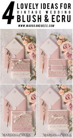 WEDDING INVITATIONS vintage lace/ rustic lace Personalized Wedding invitations Vintage Lace Invites Blush Pink and Ivory 17