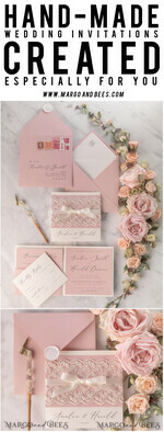 WEDDING INVITATIONS vintage lace/ rustic lace Personalized Wedding invitations Vintage Lace Invites Blush Pink and Ivory 17
