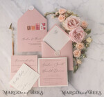 WEDDING INVITATIONS vintage lace/ rustic lace Personalized Wedding invitations Vintage Lace Invites Blush Pink and Ivory 17