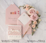 WEDDING INVITATIONS vintage lace/ rustic lace Personalized Wedding invitations Vintage Lace Invites Blush Pink and Ivory 17