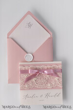 WEDDING INVITATIONS vintage lace/ rustic lace Handmade wedding invitation, lace invites19