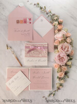 WEDDING INVITATIONS vintage lace/ rustic lace Handmade wedding invitation, lace invites19