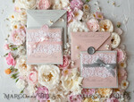 WEDDING INVITATIONS vintage lace/ rustic lace Romantic  Wedding Stationery Vintage Lace Presonalized Invitation Light Grey and Blush Pink39
