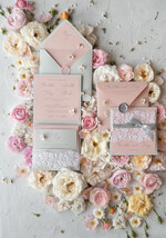 WEDDING INVITATIONS vintage lace/ rustic lace Romantic  Wedding Stationery Vintage Lace Presonalized Invitation Light Grey and Blush Pink39