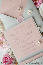 WEDDING INVITATIONS vintage lace/ rustic lace Romantic  Wedding Stationery Vintage Lace Presonalized Invitation Light Grey and Blush Pink39