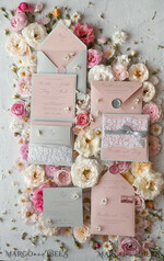 WEDDING INVITATIONS vintage lace/ rustic lace Romantic  Wedding Stationery Vintage Lace Presonalized Invitation Light Grey and Blush Pink39