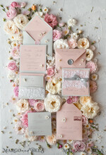 WEDDING INVITATIONS vintage lace/ rustic lace Romantic  Wedding Stationery Vintage Lace Presonalized Invitation Light Grey and Blush Pink39