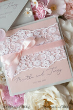 WEDDING INVITATIONS vintage lace/ rustic lace Romantic  Wedding Stationery Vintage Lace Presonalized Invitation Light Grey and Blush Pink39