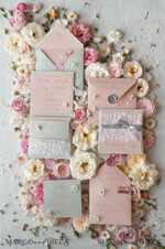 WEDDING INVITATIONS vintage lace/ rustic lace Romantic  Wedding Stationery Vintage Lace Presonalized Invitation Light Grey and Blush Pink39