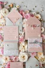 WEDDING INVITATIONS vintage lace/ rustic lace Romantic  Wedding Stationery Vintage Lace Presonalized Invitation Light Grey and Blush Pink39