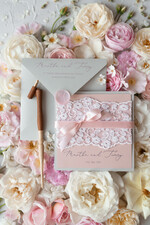 WEDDING INVITATIONS vintage lace/ rustic lace Romantic  Wedding Stationery Vintage Lace Presonalized Invitation Light Grey and Blush Pink39