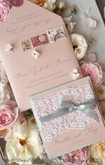 WEDDING INVITATIONS vintage lace/ rustic lace Romantic  Wedding Stationery Vintage Lace Presonalized Invitation Light Grey and Blush Pink39