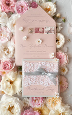 WEDDING INVITATIONS vintage lace/ rustic lace Romantic  Wedding Stationery Vintage Lace Presonalized Invitation Light Grey and Blush Pink39